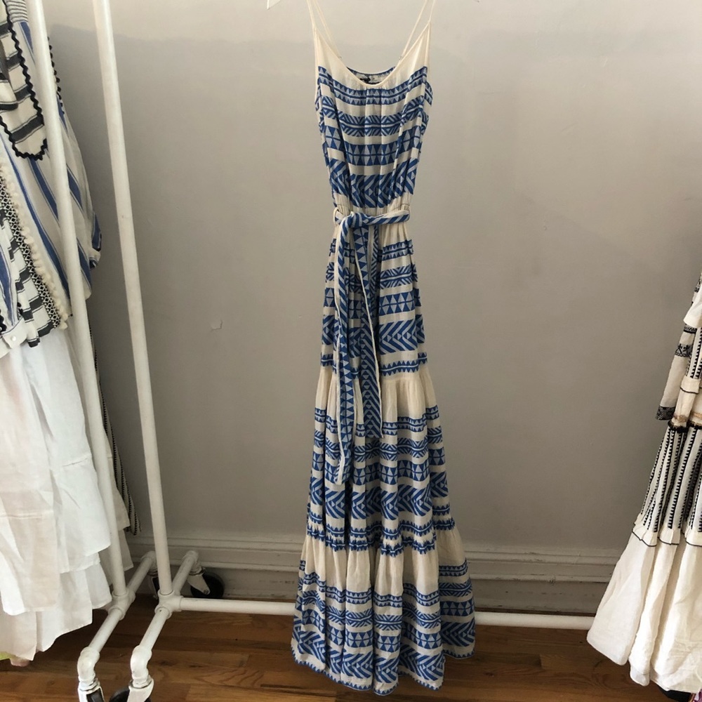 Blue and white Devotion maxi gown
